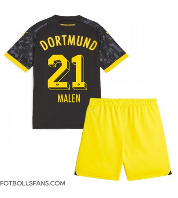 Borussia Dortmund Donyell Malen #21 Replika Bortatröja Barn 2023-24 Kortärmad (+ Korta byxor)